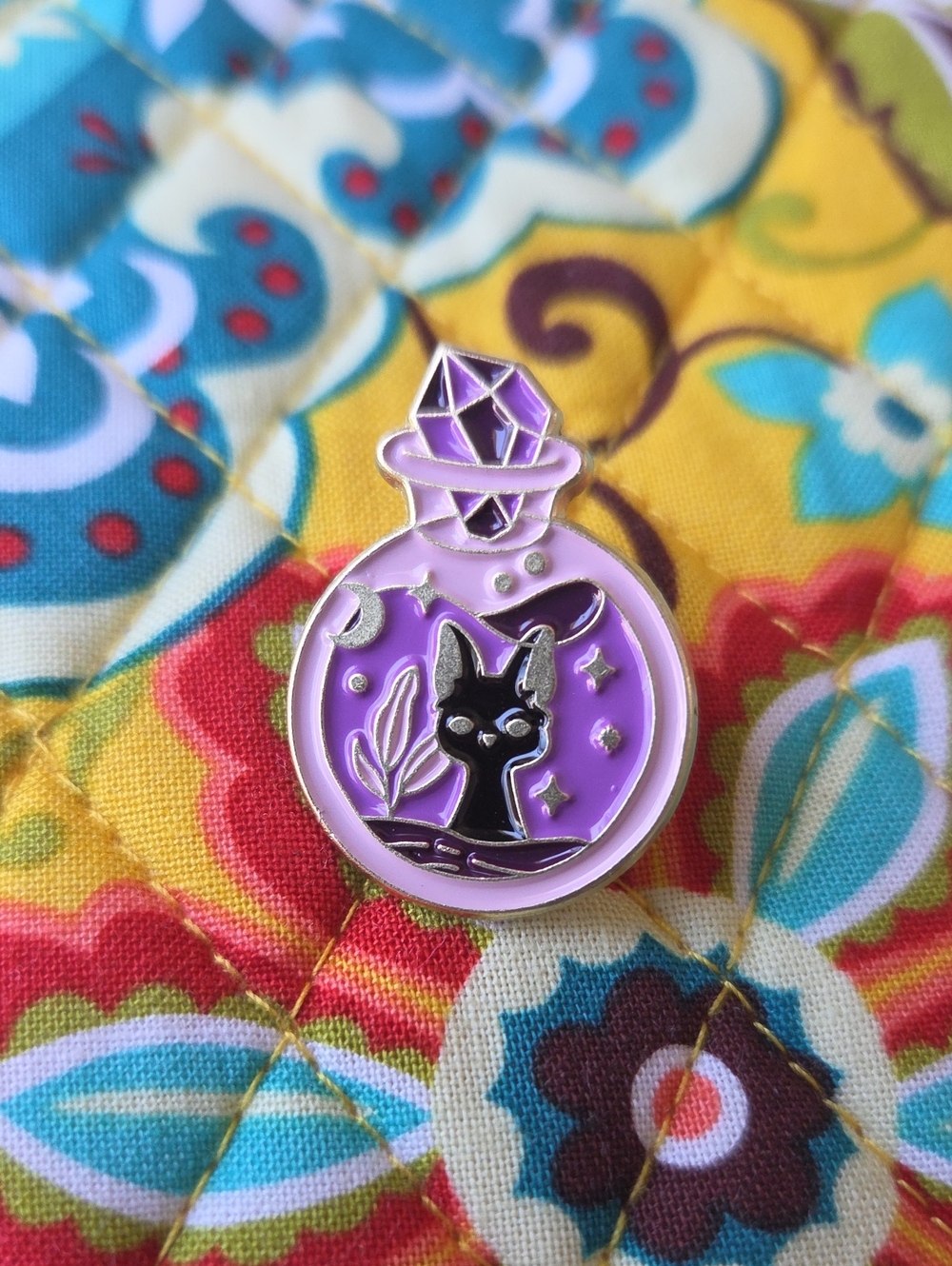Enamel Cat Potion Pin - Purple